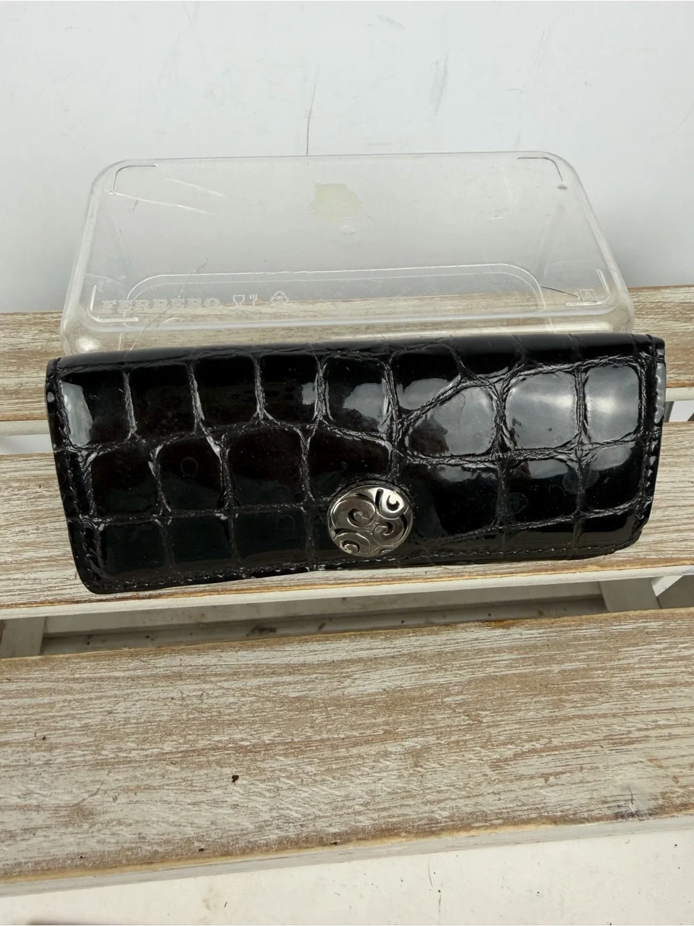 Brighton black crocodile embossed lipstick case or small accessory holder.